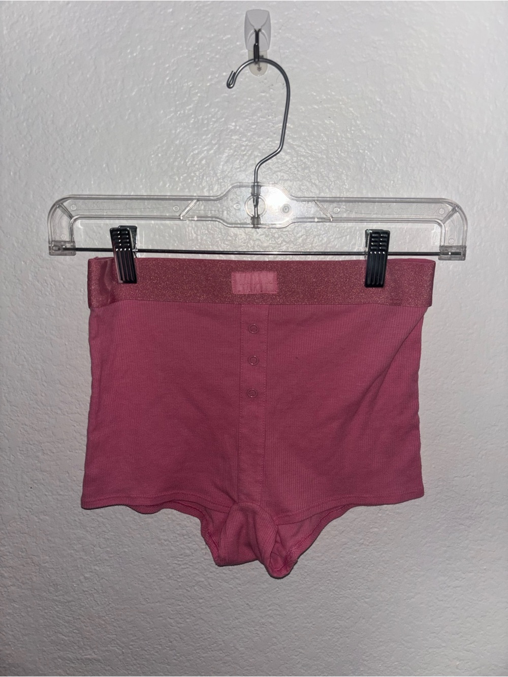 Love Pink Ribbed Boxer Shorts - Dusty Rose